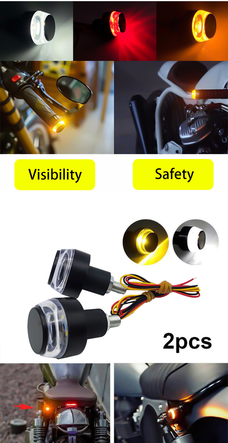 Source Factory Motorcycle Handlebar Turn Signal Plastic Shell Led High-Brightness Modified Mountain Bike Light Headlight