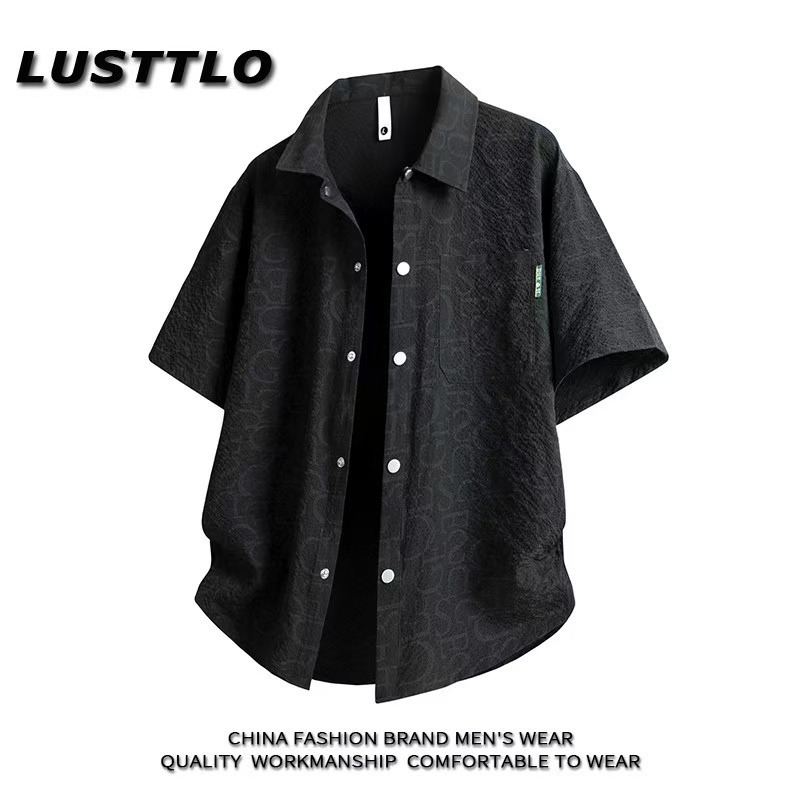 Short-Sleeved Shirt for Men, Summer Workwear Shirt, Thin Loose Fit, Large Size, Casual Trendy Loose Top for Men and Women, Bf Style for Men Short-Sleeved Shirt for Men, Summer Workwear Shirt, Thin Loose Fit, Large Size, Casual Trendy Loose Top for Men and Women, Bf Style for Men
