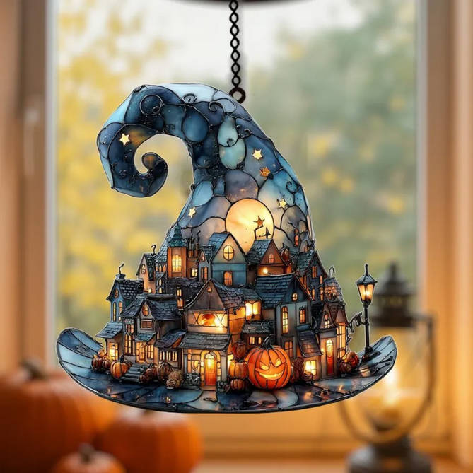 Colgante de cristal de la bruja de la luz de la luna, 'Acrílico en la pared, decoración del hogar festivo, reloj de sol,