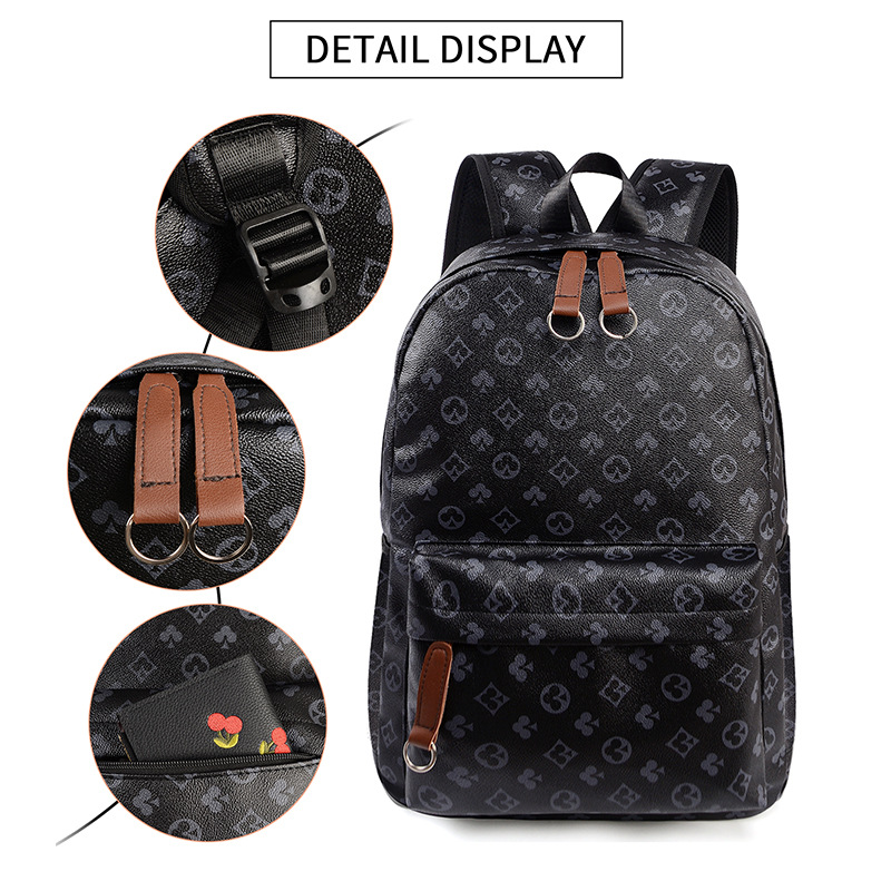 Designer Letter Print Backpack Vintage Men's Rucksack Schoolbag_voghion.com