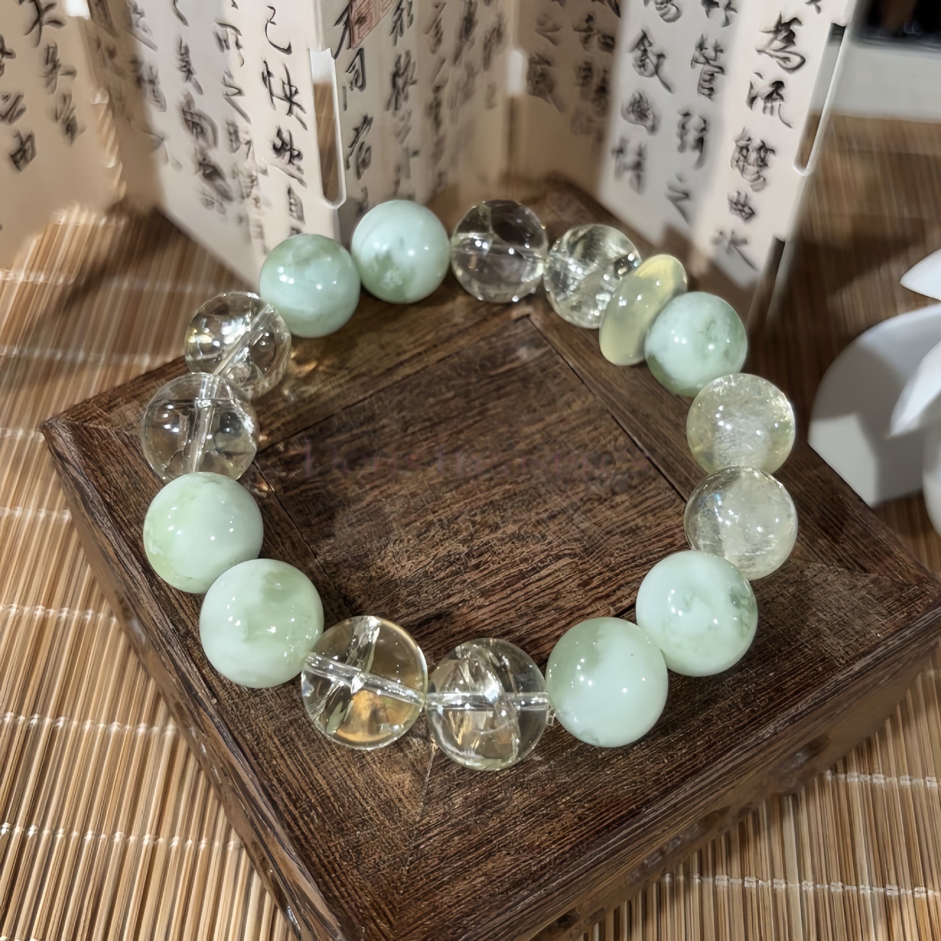 天然原创柠檬晶diy青提奶钙水晶手串小众设计女款手链百搭时尚