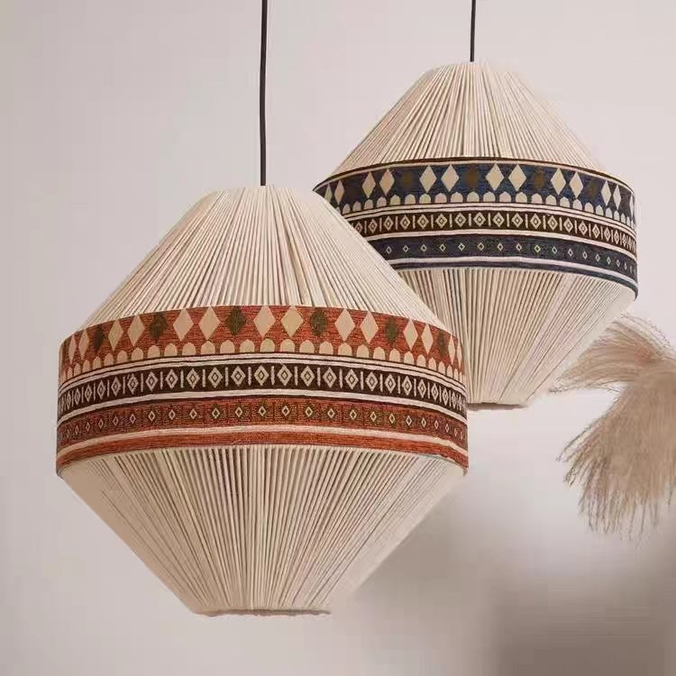 Bohemian-style chandelier, vintage restaurant light, homestay living room and bedroom hemp rope woven lamp, ethnic-style restaurant light