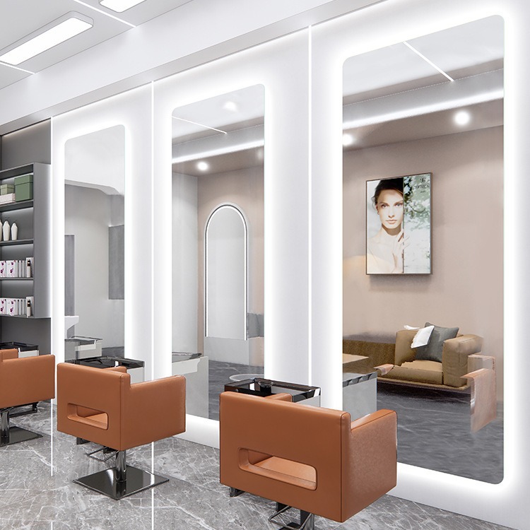 Simple and Stylish Hair Salon Mirror | New Design | Wall-Mounted, Single-Sided Mirror with LED Lights—Perfect for Barber Shops and Beauty Salons