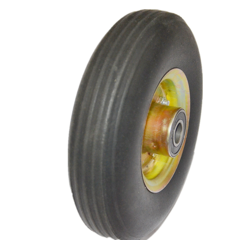 10寸小推车实心轮350-4橡胶轮老虎车车平板车轱辘弹力防扎橡胶轮