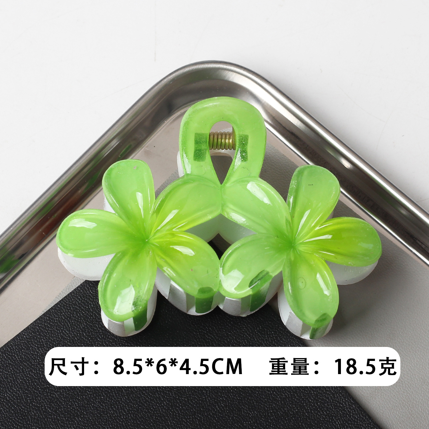 Clip de agarre de flor de frangipani de color caramelo caliente de Amazon transfronterizo Horquilla de flor de color transparente Horquilla de estilo de vacaciones de viaje