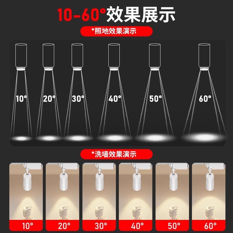 可调焦轨道射灯商用餐厅餐饮小角度一束聚光灯明装清吧变焦氛围灯|undefined
