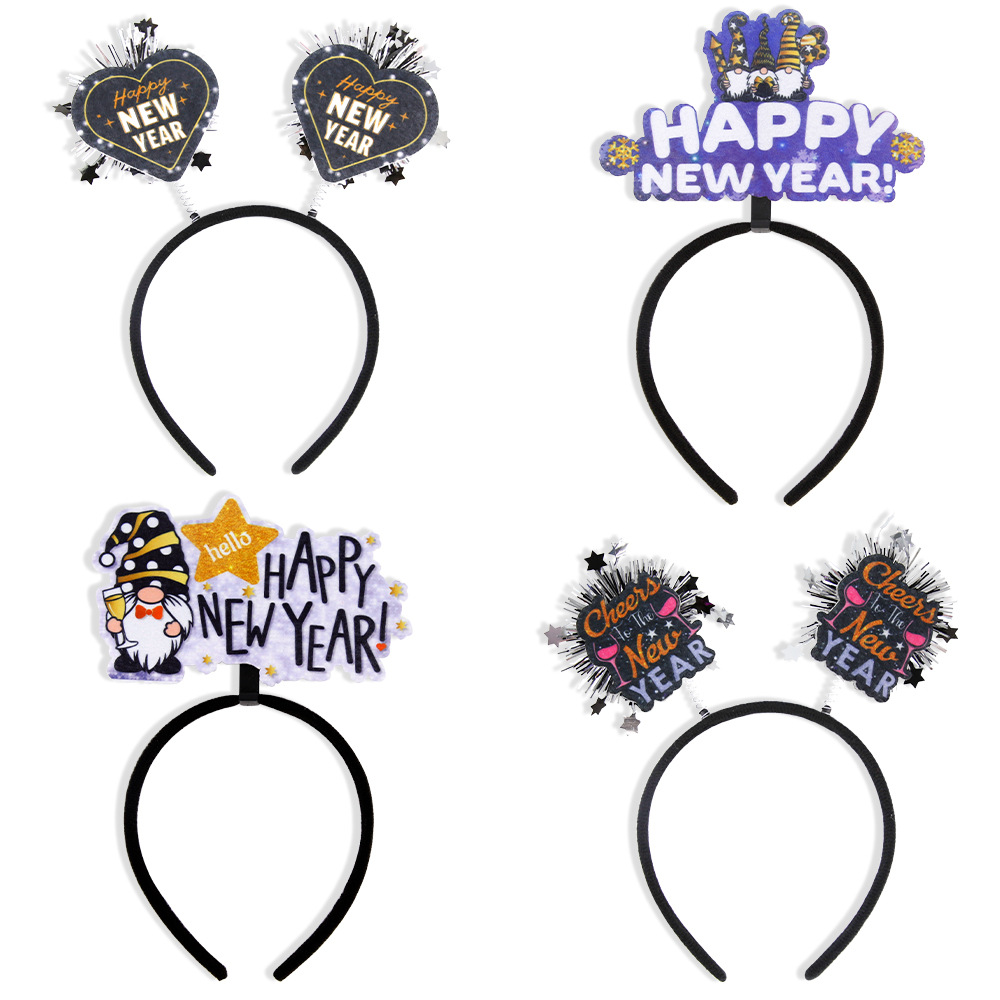 Diadema de Año Nuevo 2026, decoración para fiesta temática de Nochevieja, FELIZ AÑO NUEVO, diadema navideña de Año Nuevo para disfraces