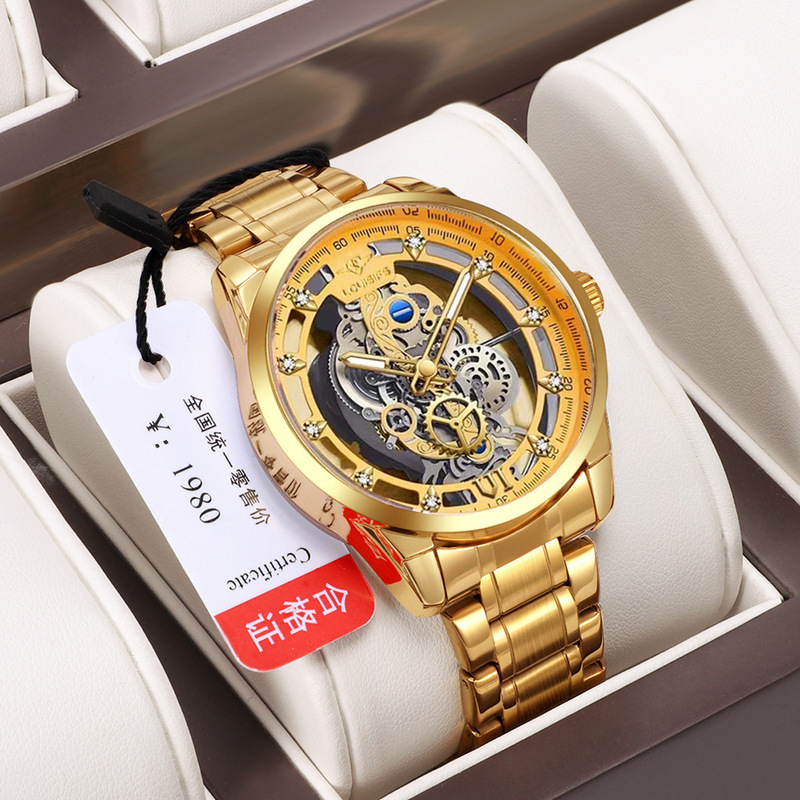Cross-border new men's quartz watch double-sided hollow new concept watch Business Men's waterproof non-mechanical watch