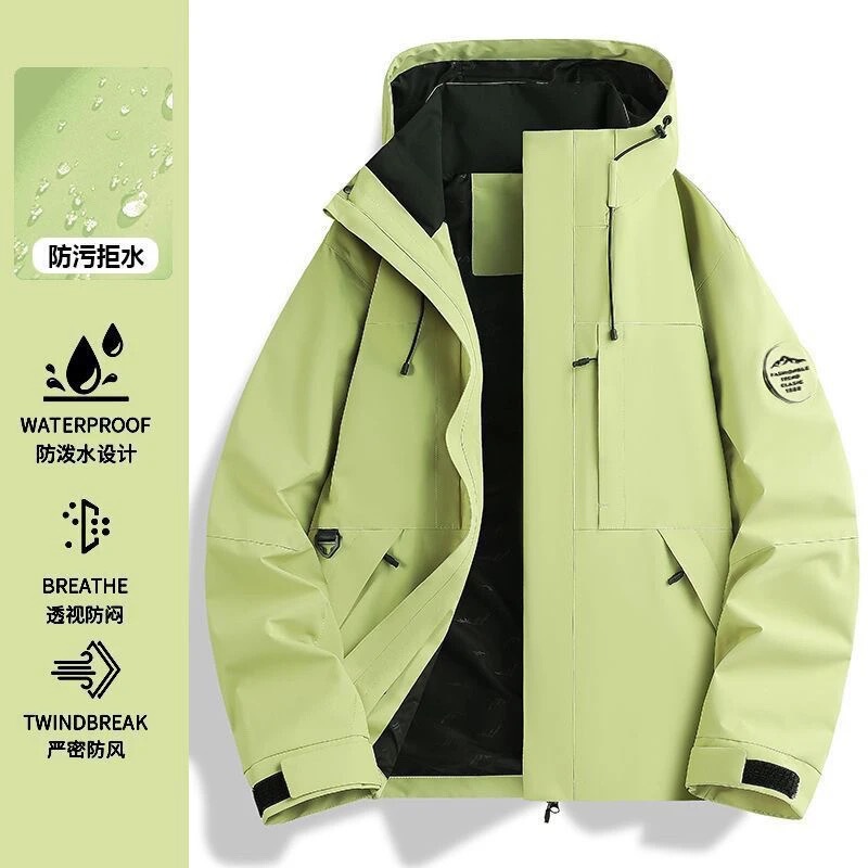Men's and women's 2025 new spring, autumn, and winter outdoor waterproof hooded jacket, casual, trendy, and versatile outerwear