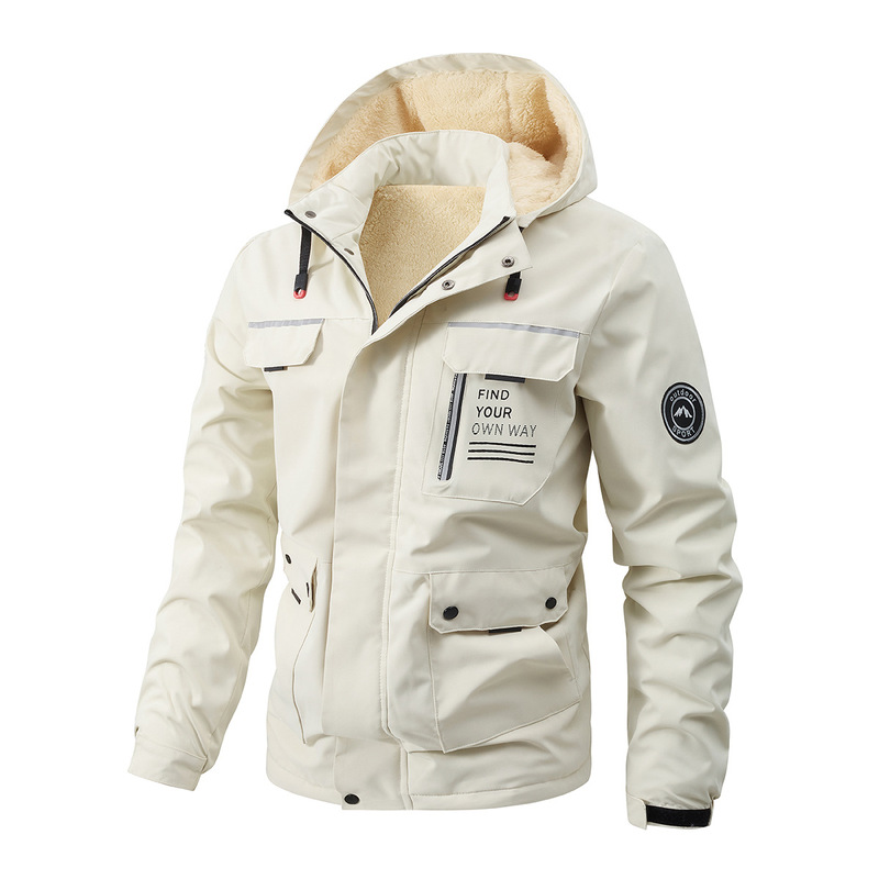 Cross-border European size autumn and winter new fashion casual men's jacket with detachable hood, trendy windbreaker jacket