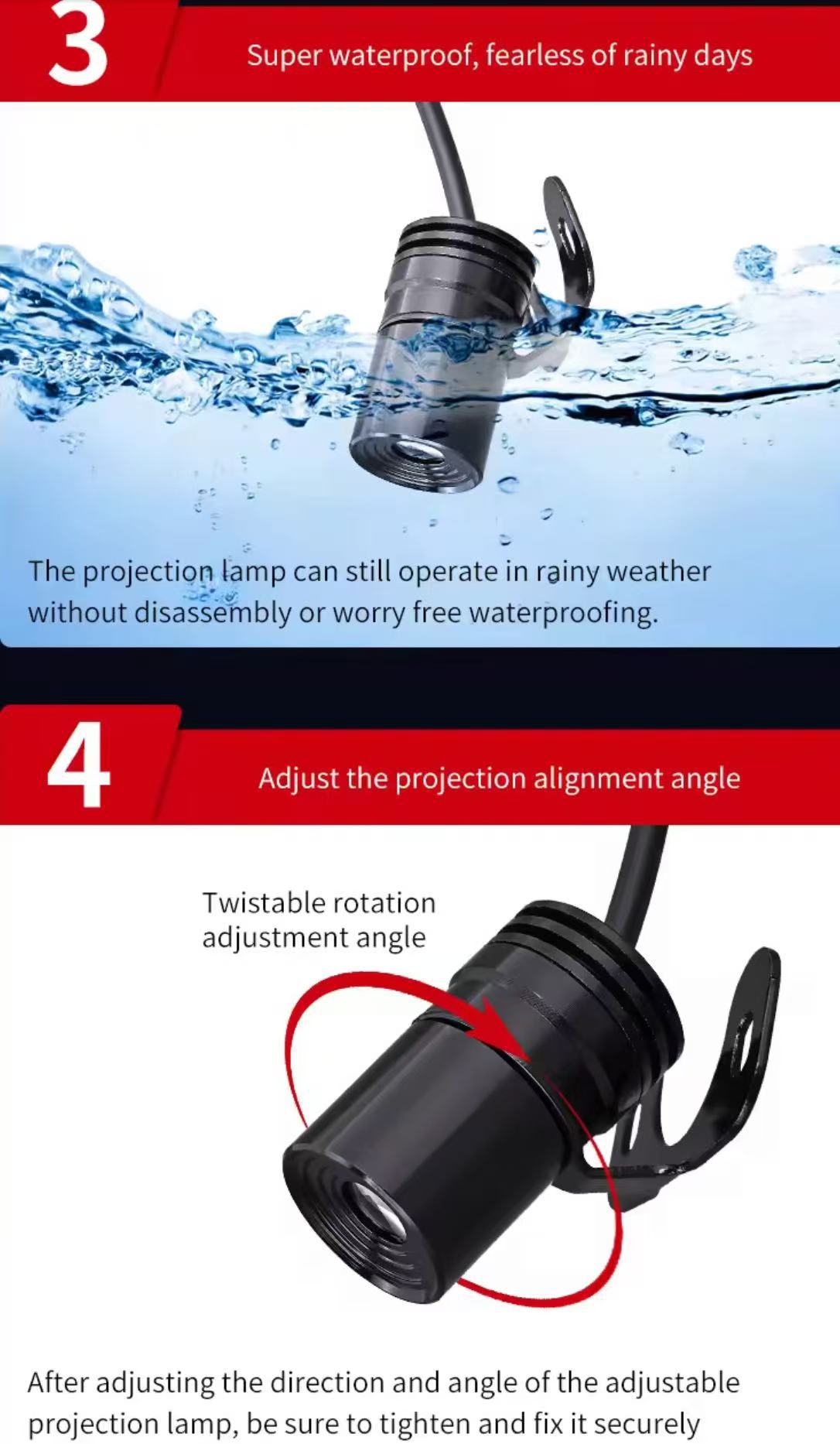 【Source Factory】Motorcycle Projector Turn Signal Light Led Atmosphere Turning Light Ground Light Gesture Light High Brightness Warning Light