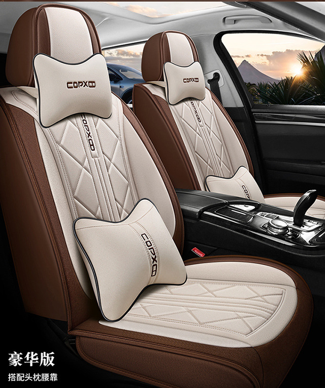 Cross-Border Car Seat Covers for Five Seats, Universal Full Surround, All-Season Cushion Covers, Linen Breathable Seat Covers, Seat Cushions