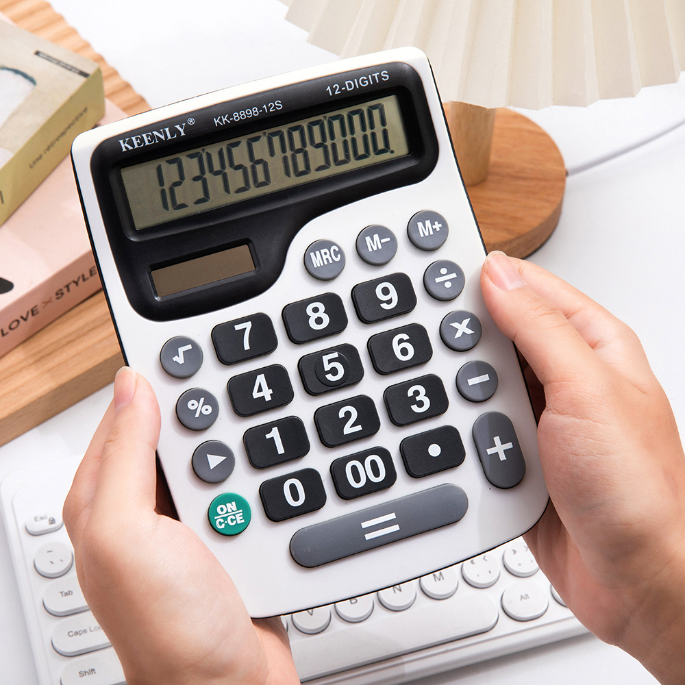 12-bit real solar gran pantalla de escritorio de oficina financiera Calculadora de doble fuente de alimentación fábrica en stock al por mayor