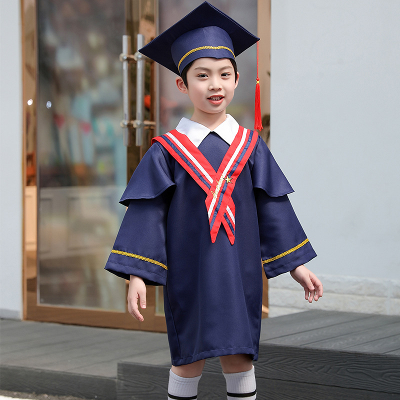 小博士帽毕业袍小学生毕业礼服幼儿园学士服儿童博士服毕业照服装