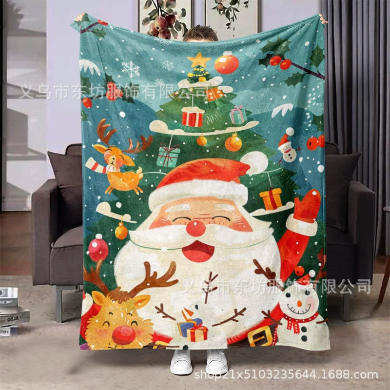 Мультяшный милый Санта-Клаус с принтом фланелевого одеяла современная простота