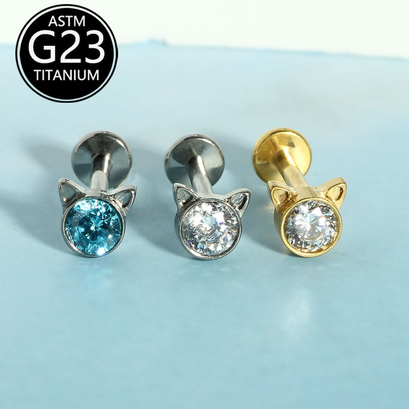 Pointed titanium steel lip stud product view