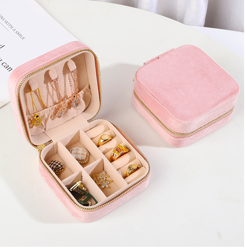 Lady Korean Style Solid Color Flannel Jewelry Boxes display picture 1