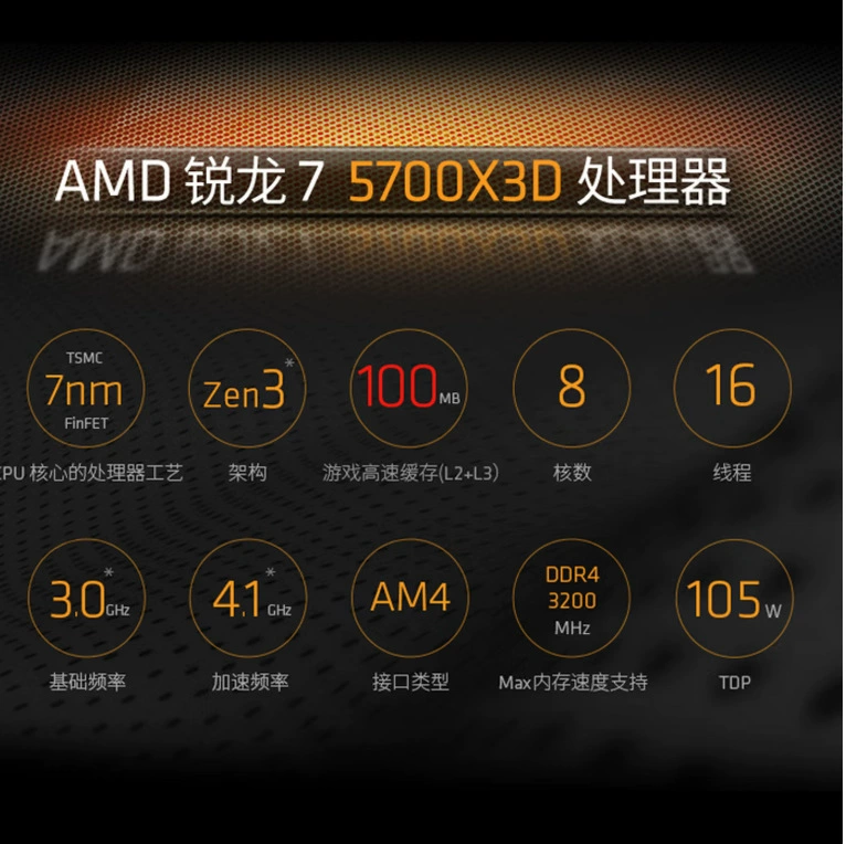 Процессор игры AMD Ryzen 7 5700X3D, разобранный чип CPU, другие восемь ядер, посмотрите детали, поддержка spot