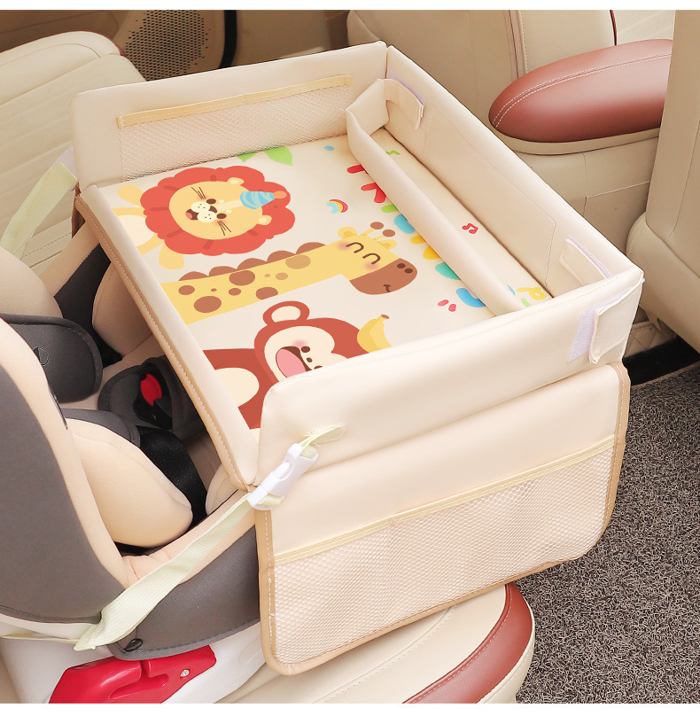 Car Baby Safety Seat Tray, Kidsren's Car Storage Small Table, Waterproof Dinner Plate, Multi-Functional Stroller Tray