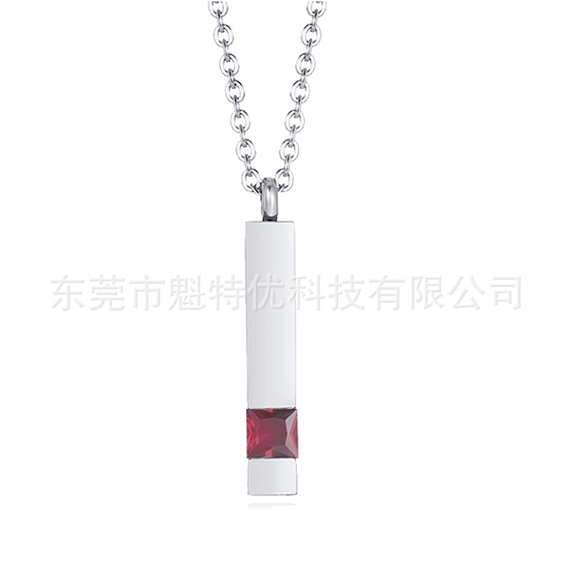 Coreano simple diamante perfume colgante ataúd cinerario Collar cinerario de piedra conmemorativa geométrica elegante de acero de titanio