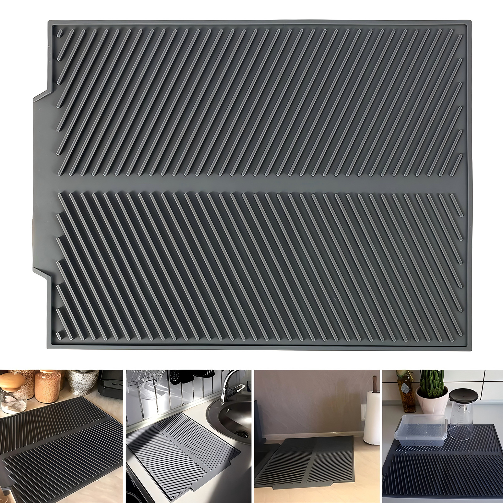 Amazon Silicone Dish Drying Mat, Easy to Clean, Heat-Resistant, Suitable for Kitchen Sink Drainage, Tableware, and Fruits