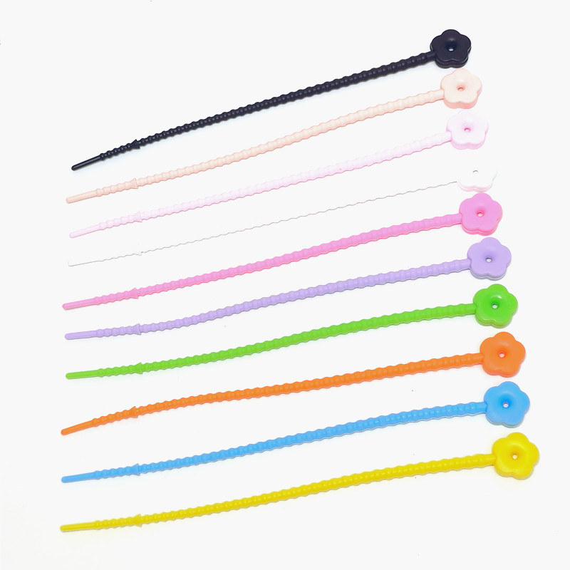 挂链硅胶扎带小挂件手工diy彩色收纳数据线重复绕线器理线带绑带