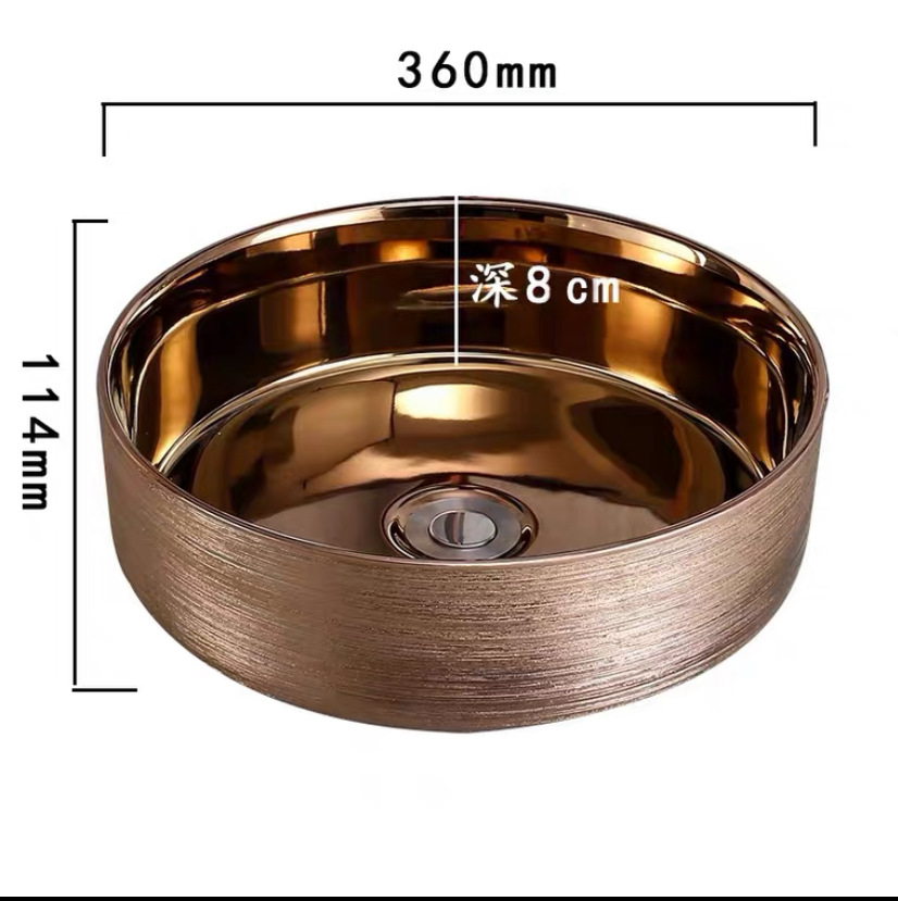 Galvanoplastia mesa de cerámica lavabo Hotel pequeño tamaño redondo transfronterizo lavabo cuenca única
