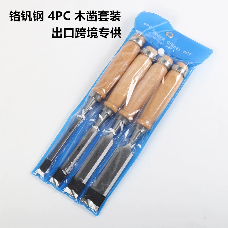 Древесные инструменты Древесное долото 4ps чугунная сумка деревянная ручка ручная долота двухцветная перезаряда