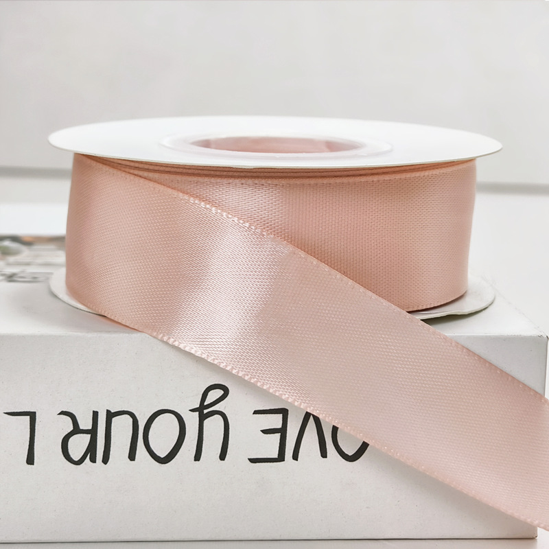 Cinta de pastel de 2,5 cm cinta de decoración de boda al por mayor rosa hecha a mano arco de bricolaje flor cinta de satén