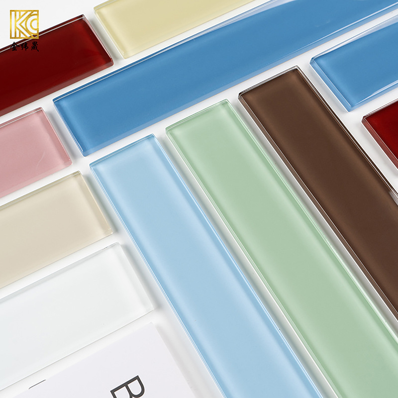 Colored Long Glass Tiles Dopamine Tiles Glazed Tiles Bathroom Kitchen Bathroom Coffee Bar Background Wall Tiles