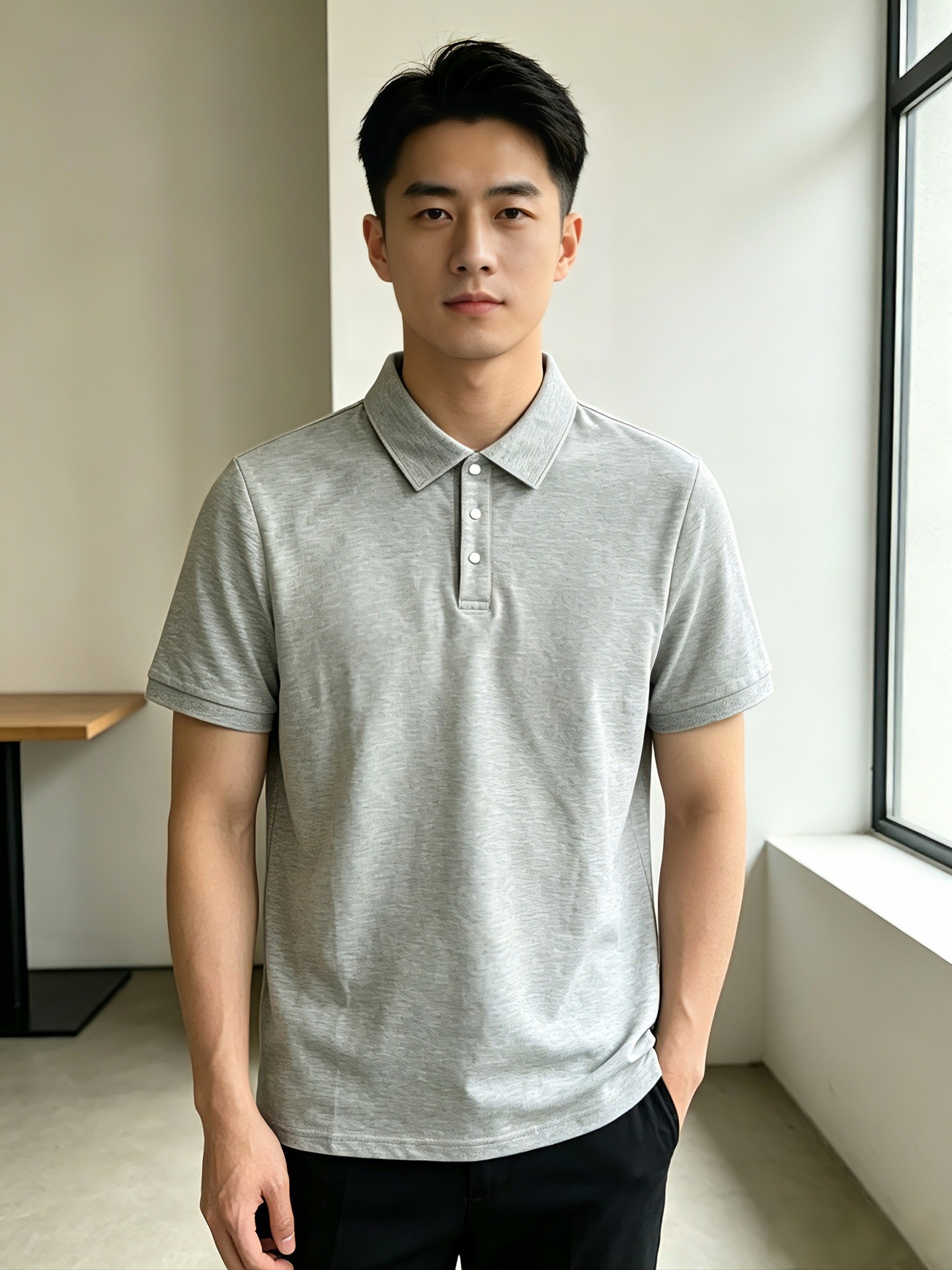 Summer New Style Light and Sophisticated Simple Business Casual Men's Short-Sleeved Polo Shirt with a Cool and High-End Feel, Turn-Down Collar Half-Sleeve T-Shirt
