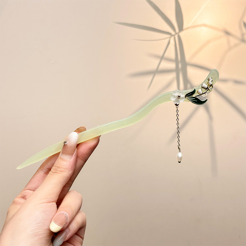 Retro simple nicho de alta estética oriental diseño de cabello de flores de frascos de estilo antiguo cabello