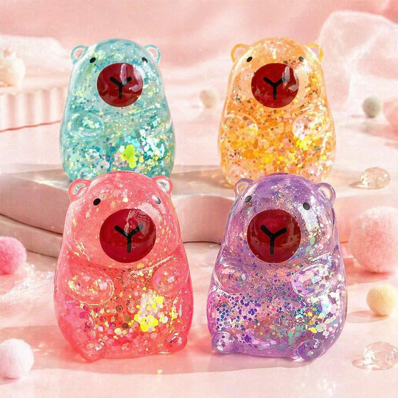 Creative Cartoon-Style Squeeze Capybara Stress Relief Ball, Stress-Relief Toy with Glitter and Maltose, Wholesale