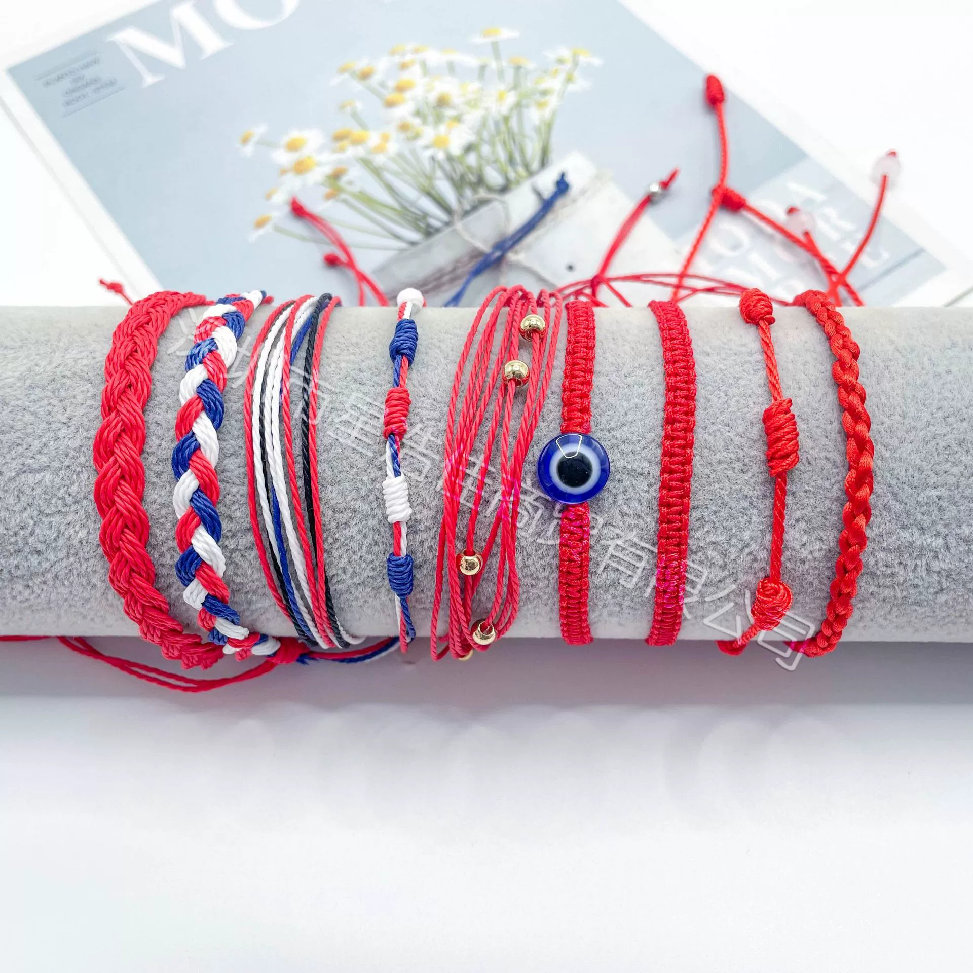 Европейская и американская трансграничная красная веревка ручная веревка регулируемая 7 узлов красная веревка