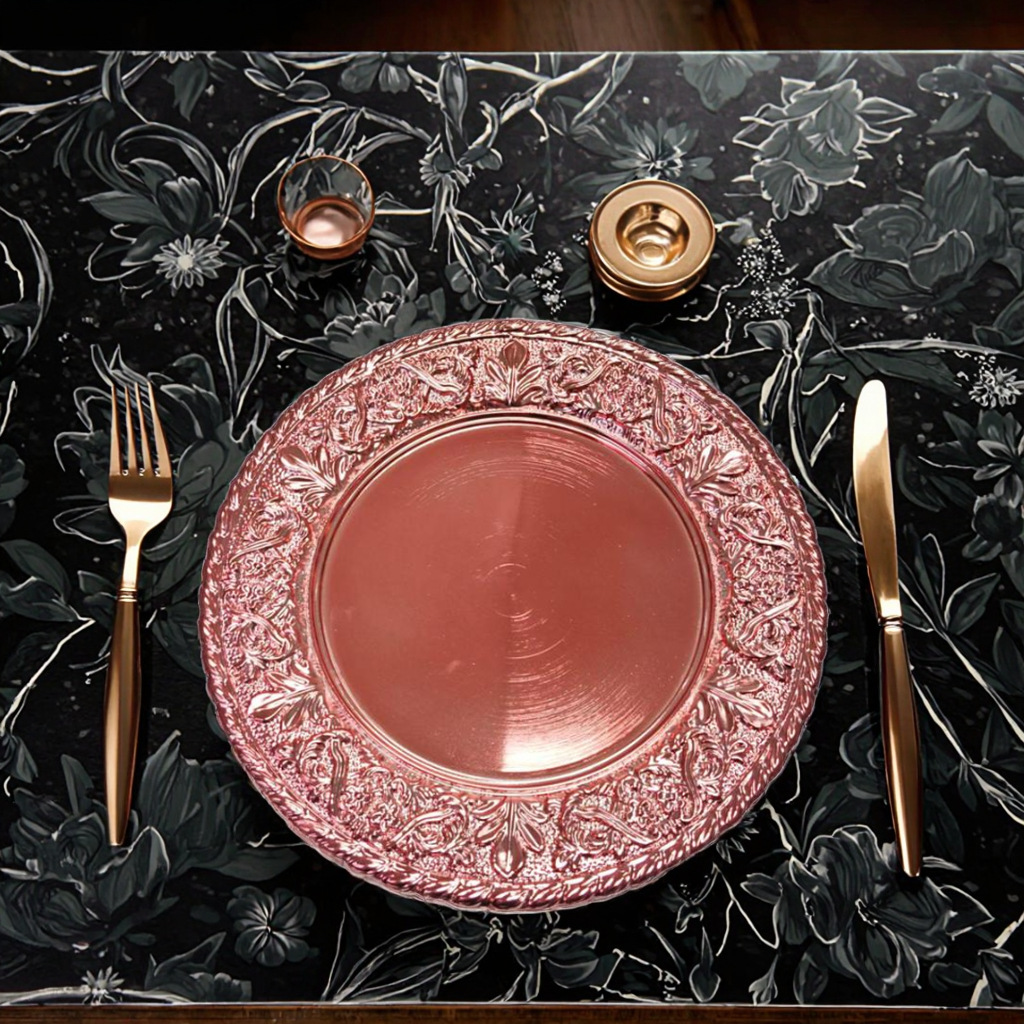 Boda de lujo ligera fiesta de hotel galvanizado desechable placa de plástico decoración placa de carga retro