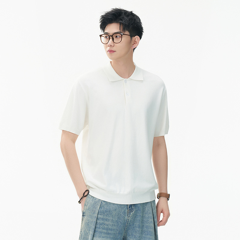 ZF8101-MM老钱风翻领针织短袖男夏季极简T恤百搭休闲上olo衫，男装针织衫/毛衣，星座614