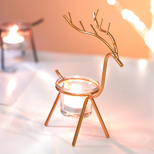 Modern Iron Candlestick Romantic Retro Home Hotel Dining Table INS Romantic Candlelight Dinner Decor Candlestick Ornament