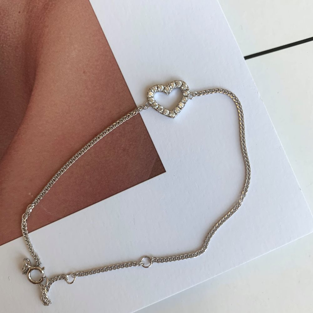 925 Sterling Silver Material Heart Shape Pattern 925 Sterling Silver Bracelets Sweet Simple Style