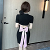 Southeast Asian New Chinese Improved Qipao Hollow Bow Wrapped Hip Dress