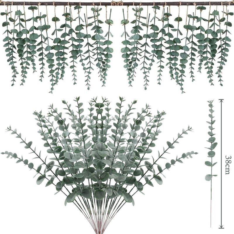 Simulation single eucalyptus cross-border artificial green plant eucalyptus leaves wedding home decoration plastic accessories fake flowers wholesale Simulation single eucalyptus cross-border artificial green plant eucalyptus leaves wedding home decoration plastic accessories fake flowers wholesale