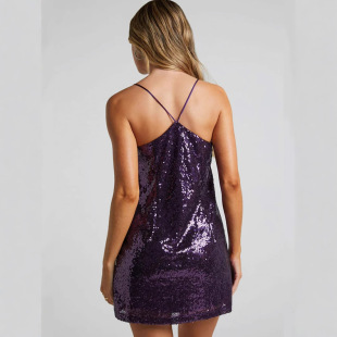 Cross-Border Hip-Hugging Skirt, Low-Cut Slimming Hot Girl Pure Lust Suspender Dress, Sleeveless Sexy Nightclub Sequin Suspender Skirt