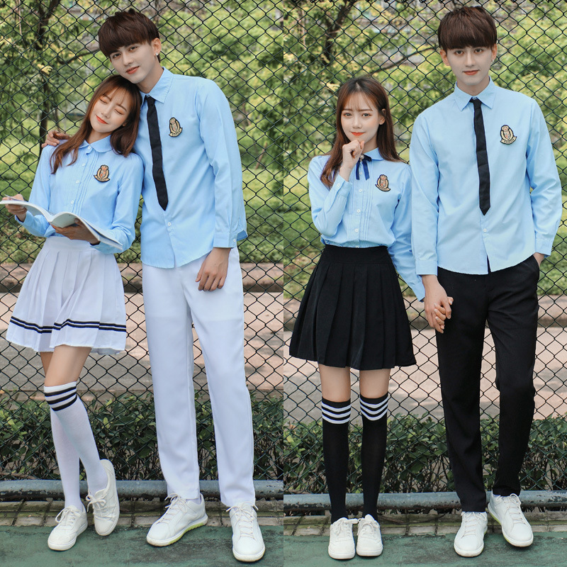 교복 세트 고교 졸업반 교복 여름 반팔 중학생 고등학교 공연 유니폼 아카데미 스타일 스포츠 회의