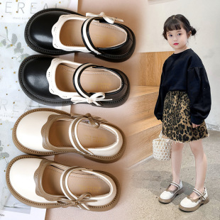 Girls Princess Shoes 2025 Spring and Autumn New Girls Small Leather Shoes Autumn Baby Fashion Single Shoes Medium and Large Children's Peas Shoes
