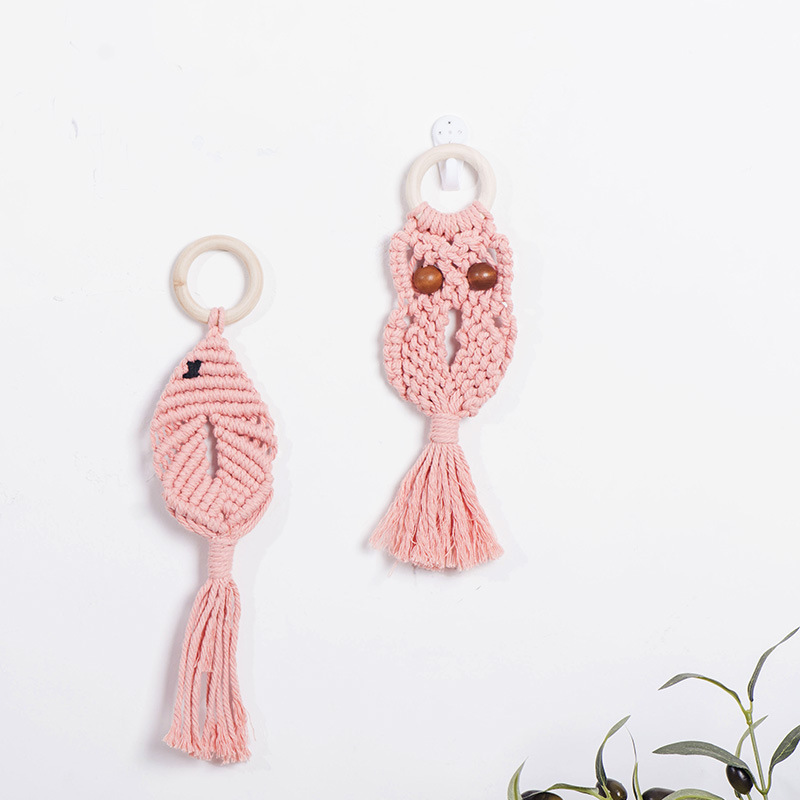 Colgante de cuerda de algodón tejido a mano colgante de búho macarón adornos creativos para el hogar colgante de cuerda de algodón tejido