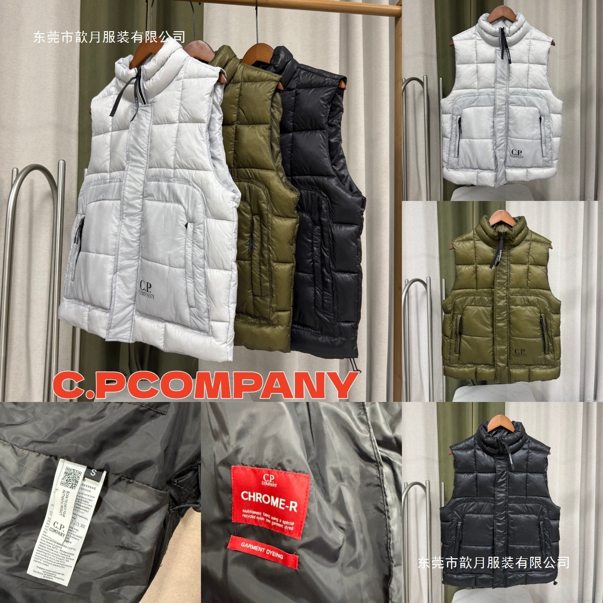 Cross-border quilted plaid stand-up collar cotton vest with front zip pockets and zipper design.