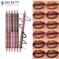 SHCOETY трансграничный 12 цветов двухголовый двухцветный деревянный карандаш для губ матовый, долговечный, легко окрашен, не прилипает к чашке
