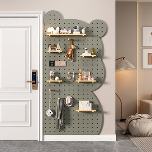 Solid Wood Perforated Board Hanging Board Wall Decoration Partition Shelf Desk Background Wall Display Rack Storage Rack Factory