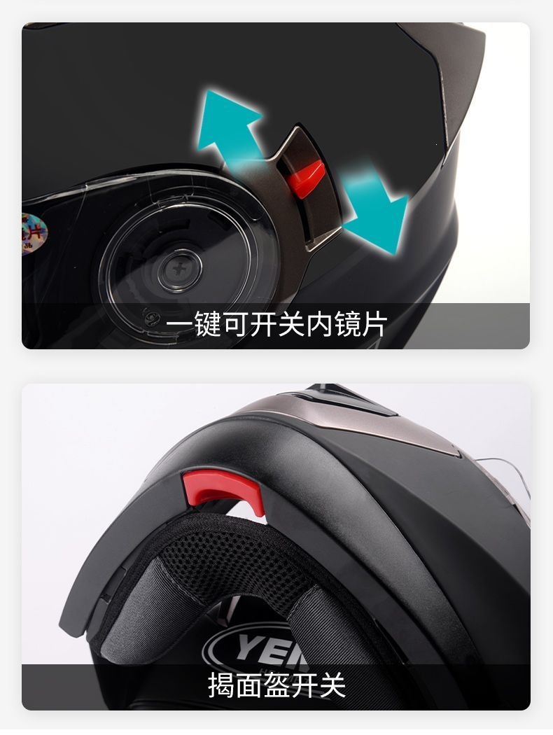 3C Certified Mustang Motorcycle Helmet for Men, Suitable for All Seasons, Dual-Lens Motorcycle Riding Safety Helmet for Women, Winter Warmth