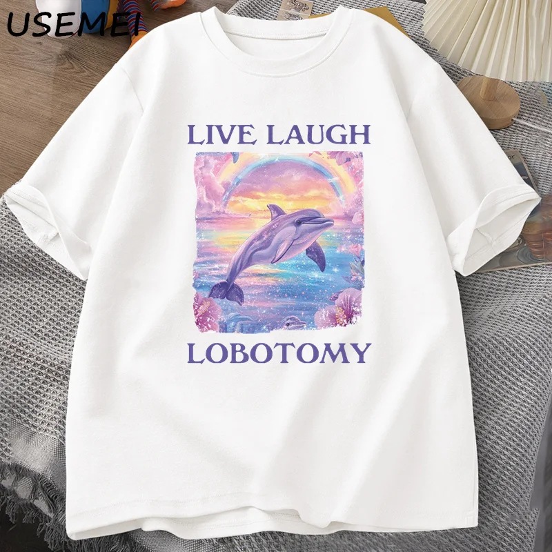 Live laughing frontal leaf cut T-shirt man funny dolphin terrier…