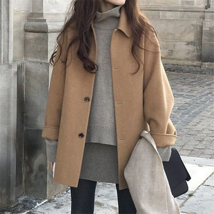 Dragon and Phoenix woolen coat 2023 New Fashion mid-length clip loose woolen coat for women
